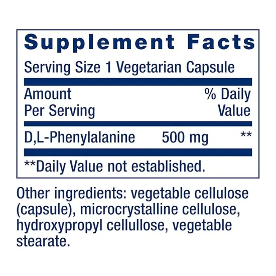 Life Extension D L-Phenylalanine 500mg Vegicaps 100 Vegicaps