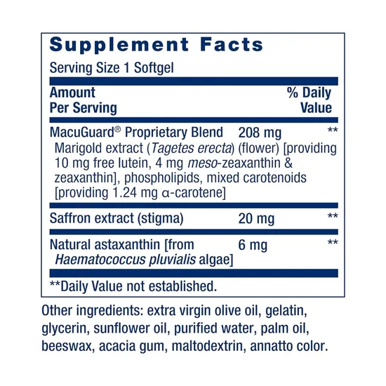 Life Extension MacuGuard Ocular Support Softgels 60 Softgels