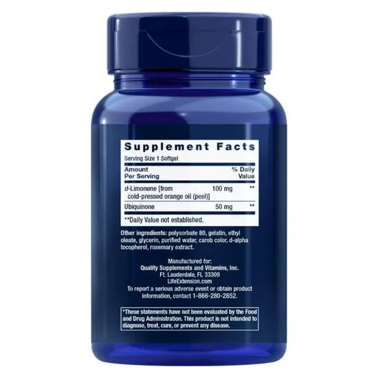Life Extension Super Absorbable CoQ10 With d-Limonene 50mg Softgels 60 Softgels