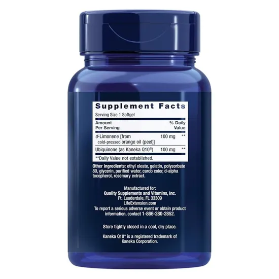 Life Extension Super-Absorbable CoQ10 Ubiquinone With d-Limonene 100mg Softgels 60 Softgels