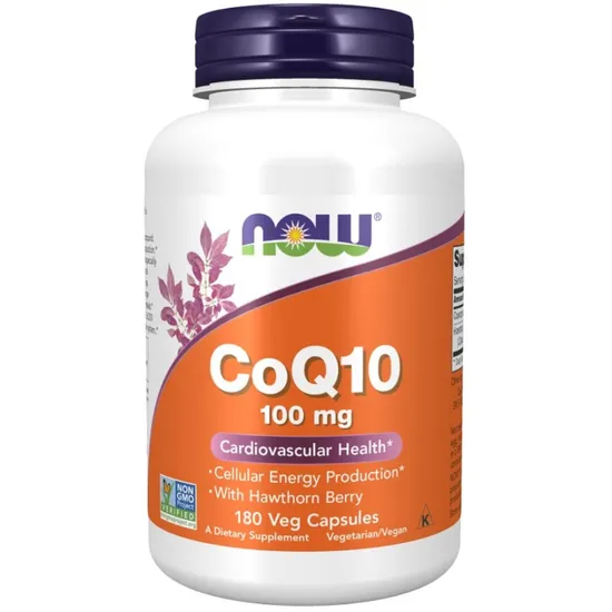 NOW Foods CoQ10 With Hawthorn Berry 100mg Capsules 30 Capsules