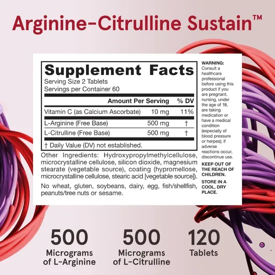 Jarrow Formulas Arginine-Citrulline Sustain Tablets 120 Tablets