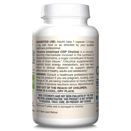 Jarrow Formulas Citicoline CDP Choline 250mg Capsules 60 Capsules