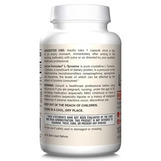 Jarrow Formulas L-Tyrosine 500mg Capsules 100 Capsules