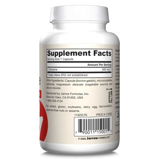 Jarrow Formulas L-Tyrosine 500mg Capsules 100 Capsules