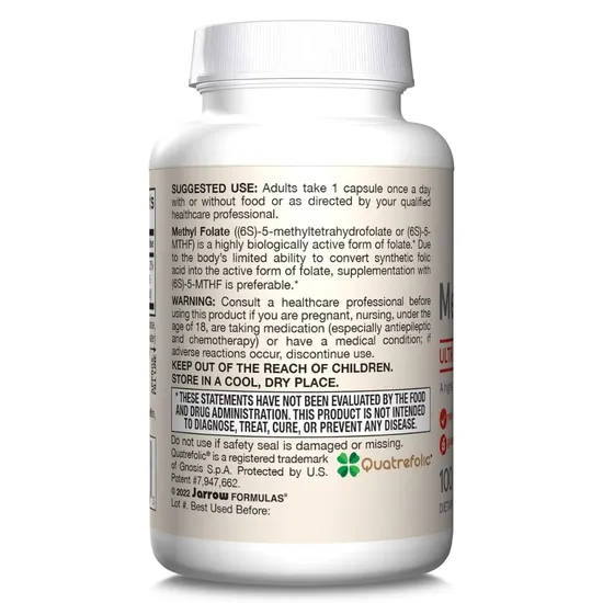 Jarrow Formulas Methyl Folate 1000mcg Capsules 100 Capsules