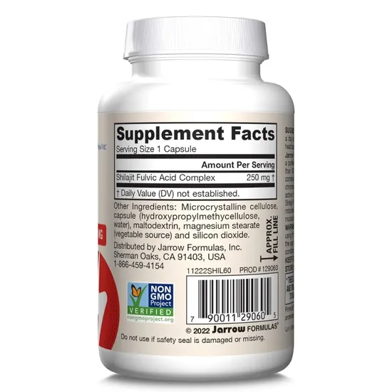 Jarrow Formulas Shilajit Fulvic Acid Complex Vegicaps 60 Vegicaps