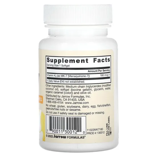 Jarrow Formulas Vitamin K2 MK7 180mcg Softgels 30 Softgels