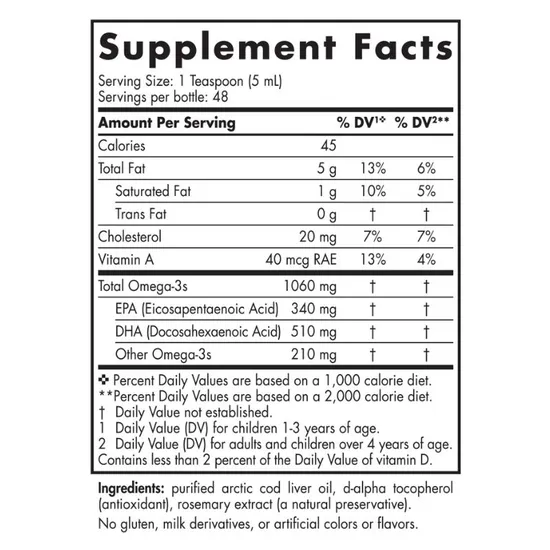 Nordic Naturals Arctic Cod Liver Oil 1060mg Unflavored 237ml