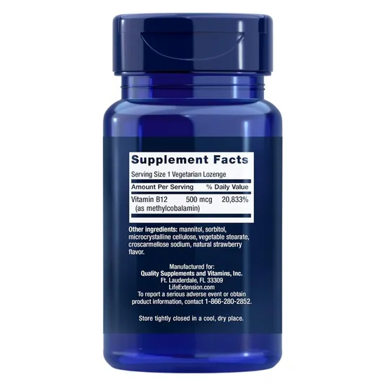 Life Extension Vitamin B12 500mcg Lozenges 100 Lozenges