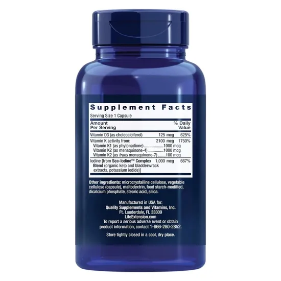 Life Extension Vitamins D & K With Sea-Iodine Capsules 60 Capsules