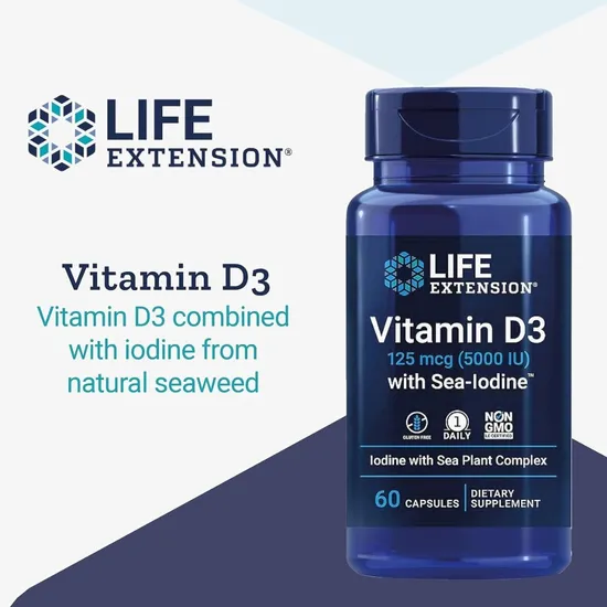 Life Extension Vitamin D3 With Sea-Iodine 5000iu Capsules 60 Capsules