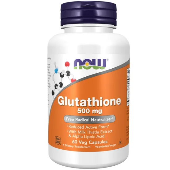NOW Foods Glutathione With Milk Thistle Extract & Alpha Lipoic Acid 500mg Capsules 60 Capsules