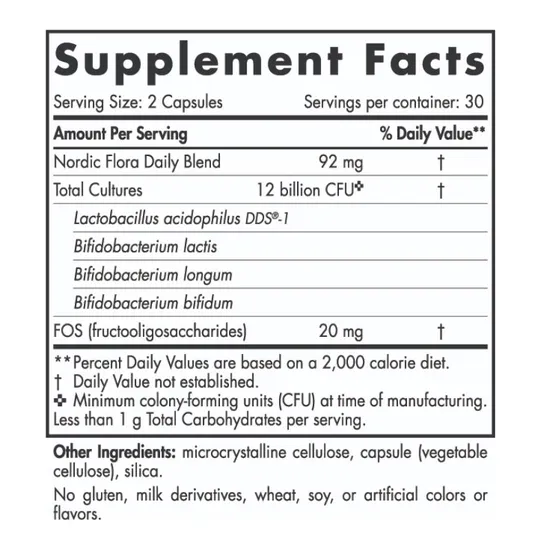 Nordic Naturals Nordic Flora Probiotic Daily Capsules 60 Capsules