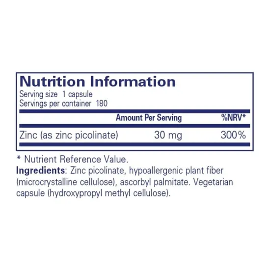 Pure Encapsulations Zinc 30 Capsules 60 Capsules