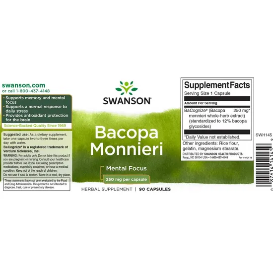 Swanson Bacopa Monnieri 250mg Capsules 90 Capsules