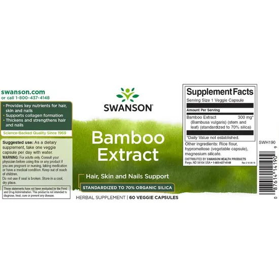Swanson Bamboo Extract Capsules 60 Capsules