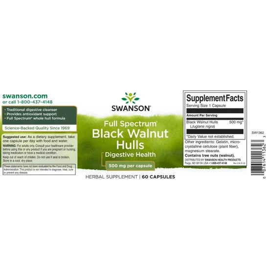 Swanson Full Spectrum Black Walnut Hulls 500mg Capsules 60 Capsules