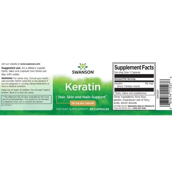 Swanson Keratin 50mg Capsules 60 Capsules
