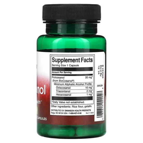 Swanson Policosanol 20mg Capsules 60 Capsules