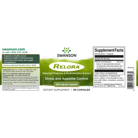 Swanson Relora 250mg Capsules 90 Capsules