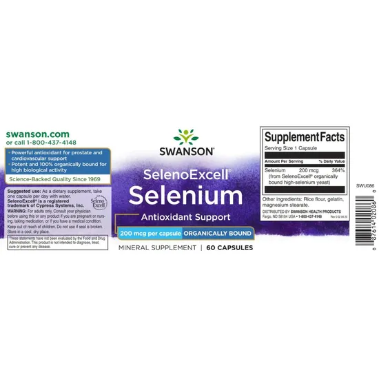 Swanson SelenoExcell Selenium 200mcg Capsules 60 Capsules