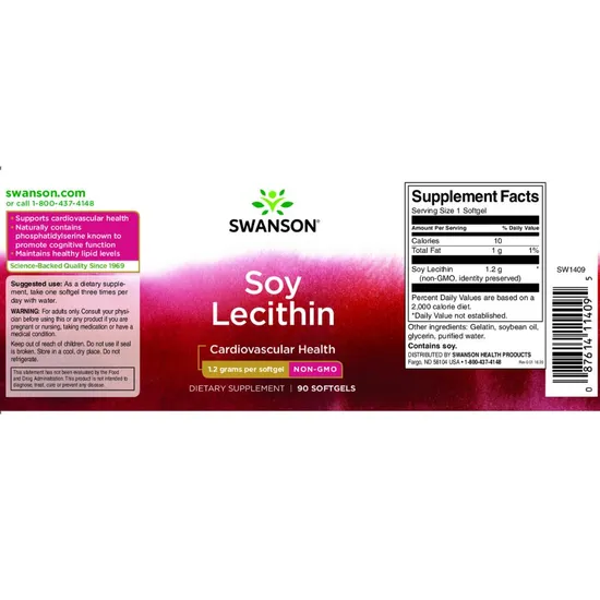 Swanson Soy Lecithin 1200mg Softgels 90 Softgels
