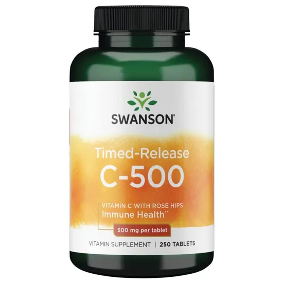 Swanson Vitamin C With Rose Hips Timed-Release 500mg Tablets 250 Tablets