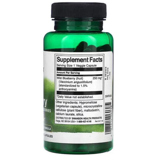 Swanson Wild Blueberry 250mg Capsules 90 Capsules