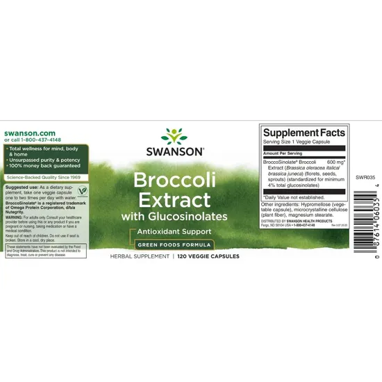 Swanson Broccoli Extract With Glucosinolates Capsules 120 Capsules