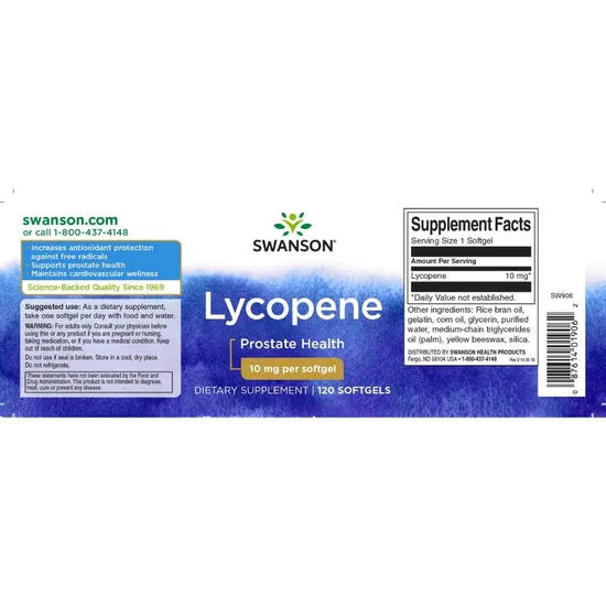 Swanson Lycopene 10mg Softgels 120 Softgels