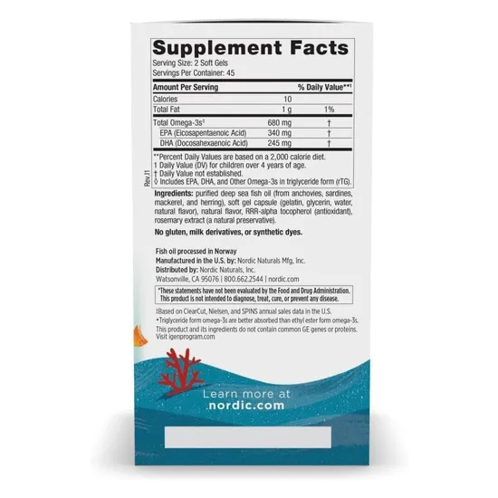 Nordic Naturals Ultimate Omega Fish Oil Junior 680mg Strawberry 90 Softgels