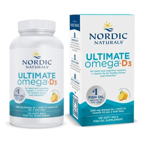 Nordic Naturals Ultimate Omega-D3 Fish Oil 1280mg Lemon 120 Softgels