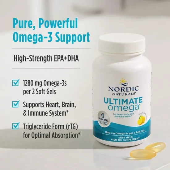 Nordic Naturals Ultimate Omega 1280mg Lemon 60 Softgels