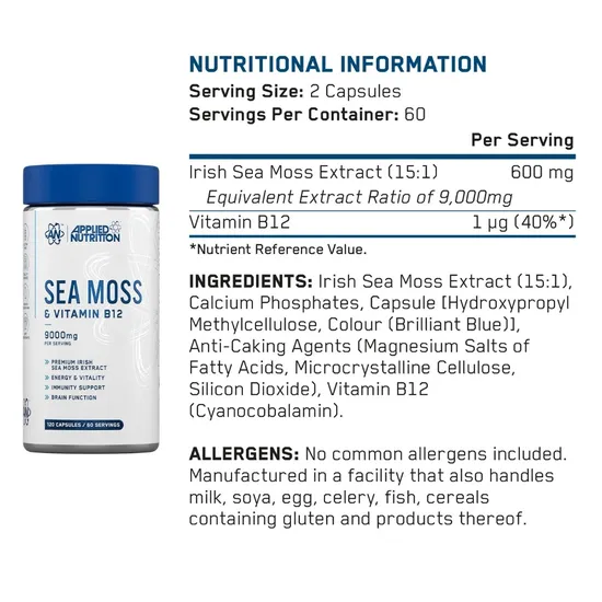 Applied Nutrition Sea Moss & Vitamin B12 Capsules 120 Capsules