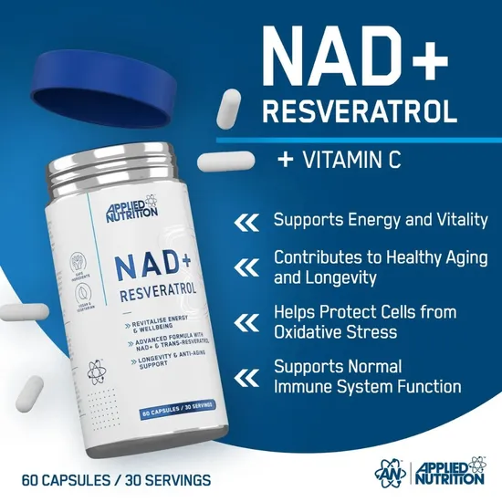 Applied Nutrition NAD+ Resveratrol Capsules 60 Capsules