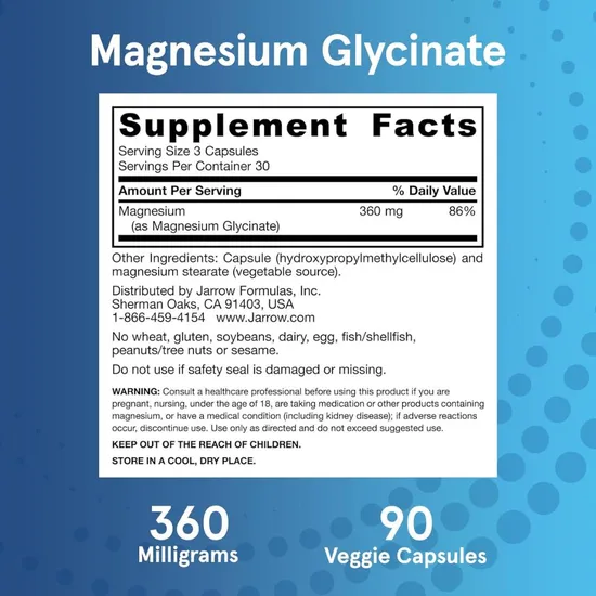 Jarrow Formulas Magnesium Glycinate Capsules 90 Capsules