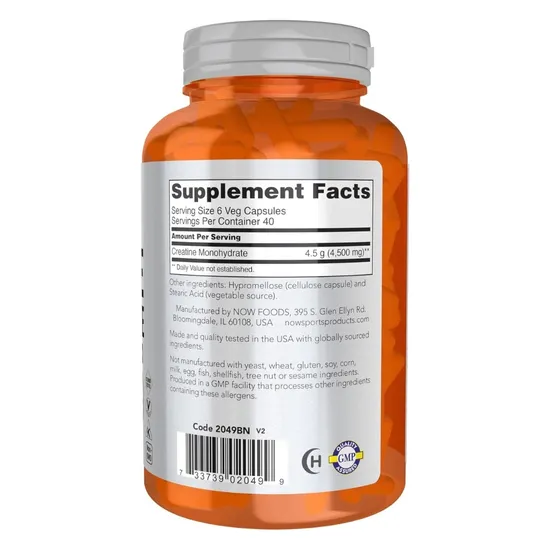 NOW Foods Creatine Monohydrate 750mg Capsules 120 Capsules