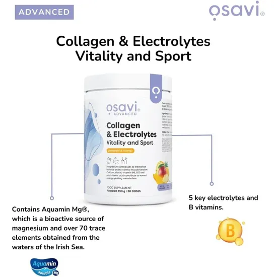 Osavi Collagen Electrolytes Vitality & Sport Pineapple & Mango 390g