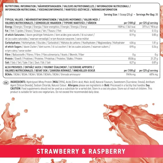 Applied Nutrition Clear Whey Protein Strawberry & Raspberry 875g