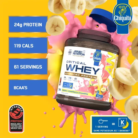Applied Nutrition Critical Whey Banana Strawberry Smoothie 825g