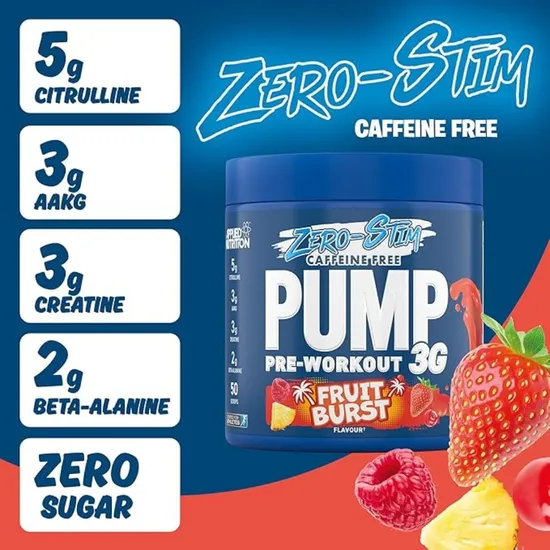 Applied Nutrition Pump 3g Pre-Workout Zero Stimulant Fruit Burst 375g