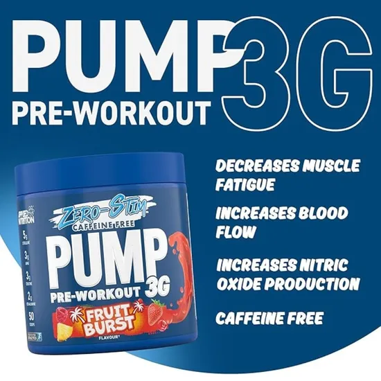 Applied Nutrition Pump 3g Pre-Workout Zero Stimulant Fruit Burst 375g