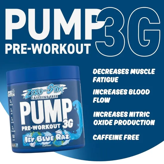 Applied Nutrition Pump 3g Pre-Workout Zero Stimulant Icy Blue Raz 375g