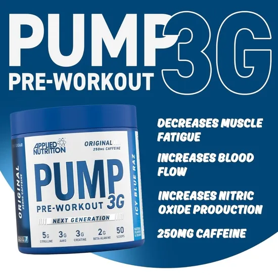 Applied Nutrition Pump 3g Pre-Workout Icy Blue Raz 375g