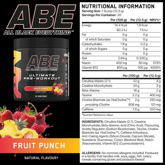 Applied Nutrition All Black Everything Fruit Punch 375g