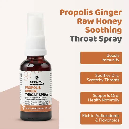 BEE&YOU Propolis Ginger Raw Honey Throat Spray With Menthol 30ml