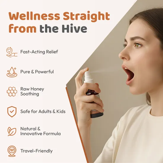 BEE&YOU Propolis Ginger Raw Honey Throat Spray With Menthol 30ml