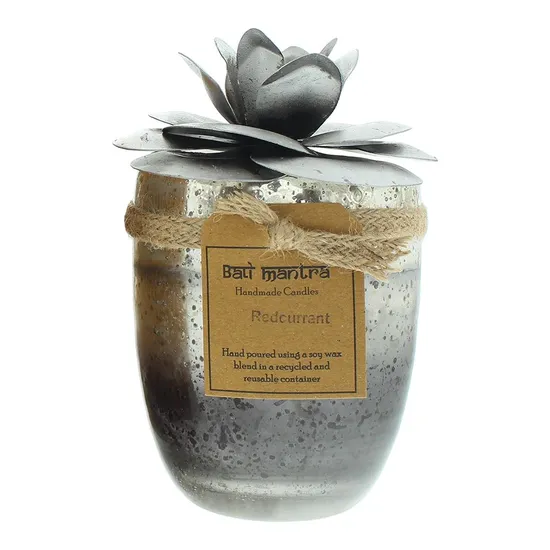 Bali Mantra Camellia Glass Silver Redcurrant Candle 500g