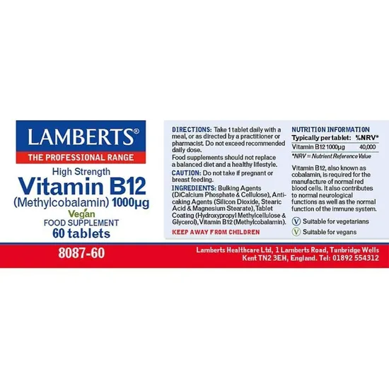 Lamberts Vitamin B12 1000iu Tablets 60 Tablets